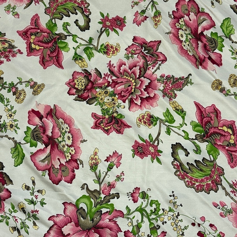 Talbots Pink and Green Floral Square Scarf 100% Silk Classic Feminine - Picture 4 of 5